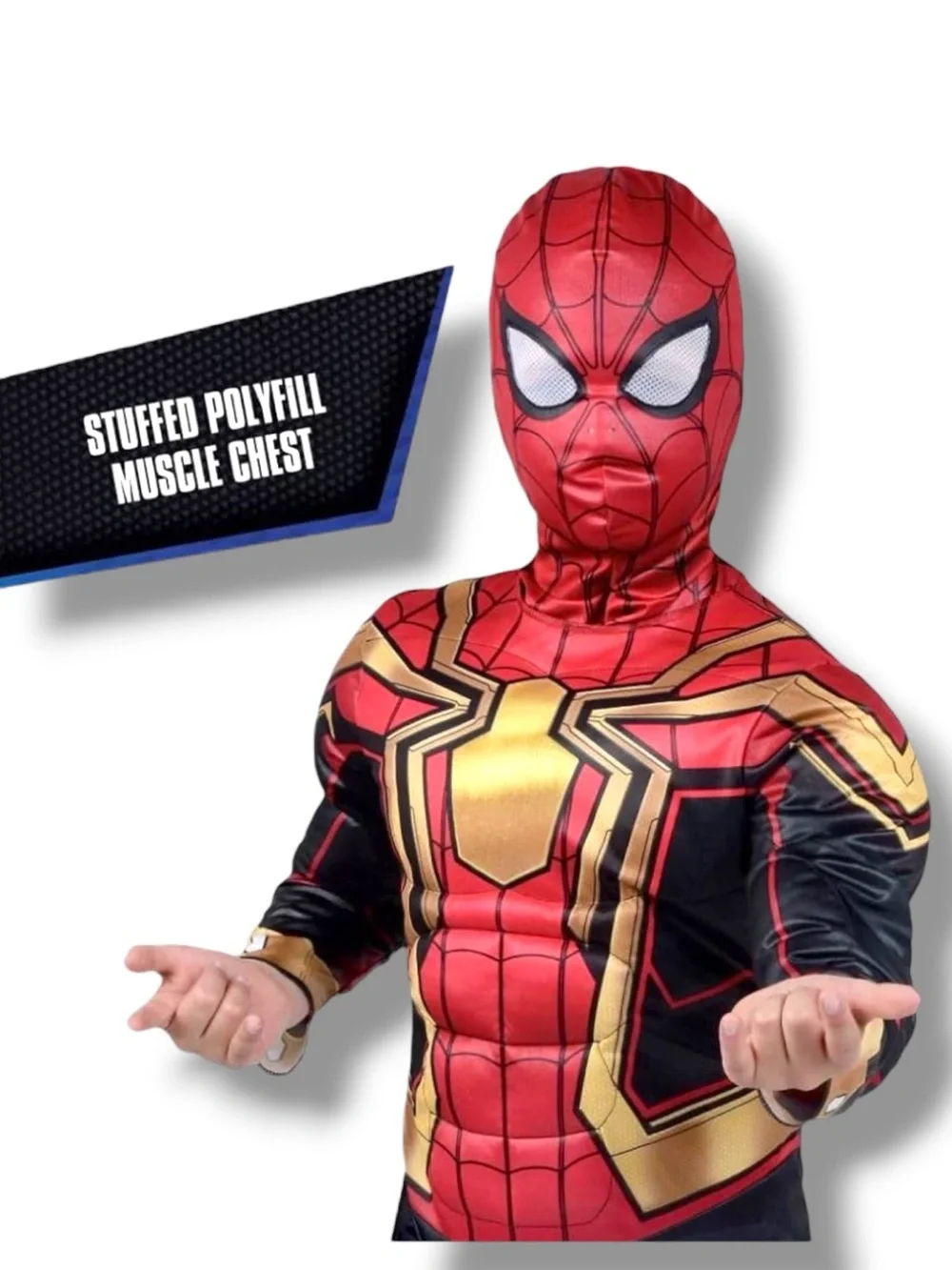 Spiderman Costume Jumpsuit With Fabric Mask NEW Halloween Set Kids Boys Medium 8